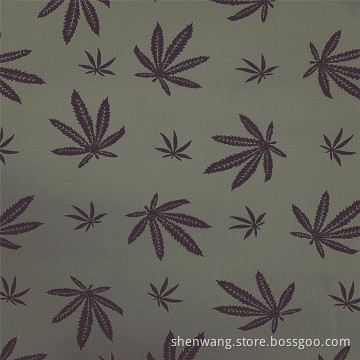 Elegant Gray Maple Leaf Bengaline Print Rayon Fabric